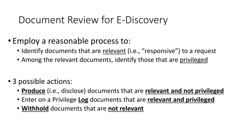 document review for e discovery