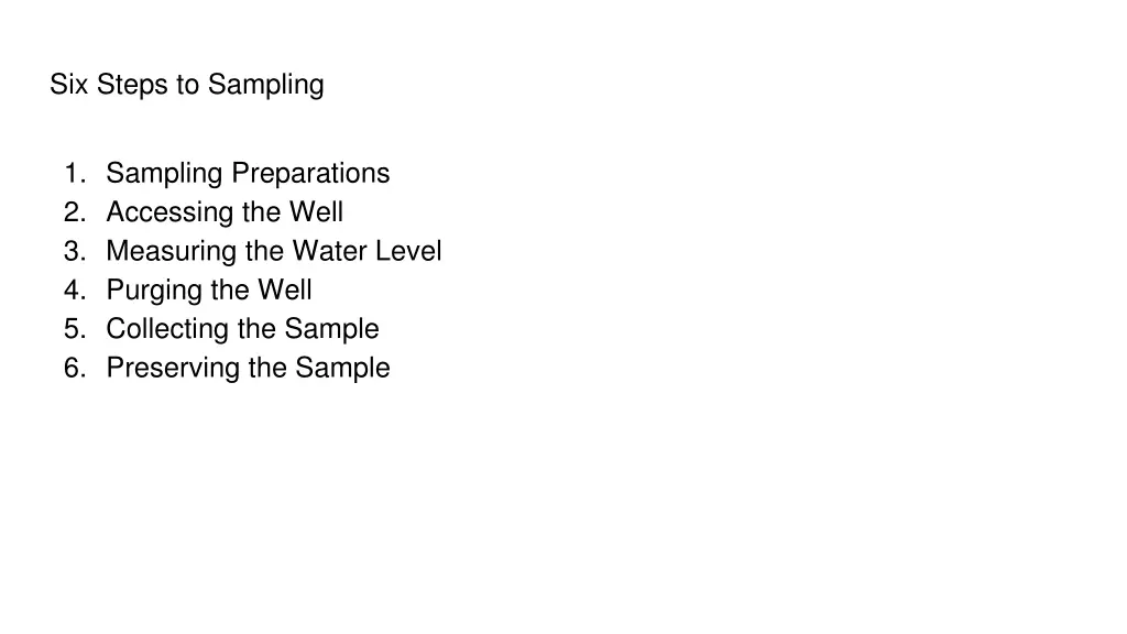 six steps to sampling