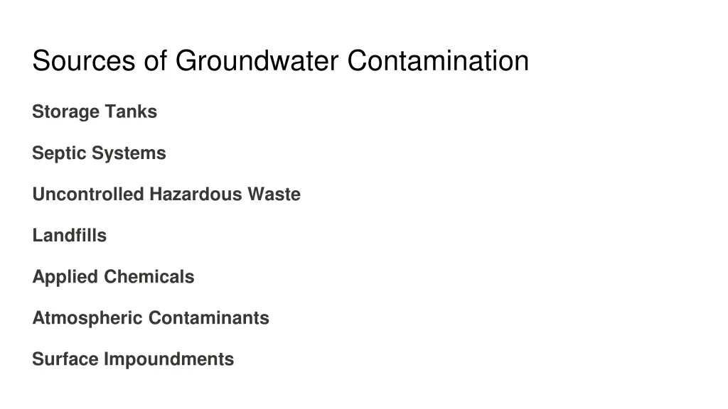 sources of groundwater contamination