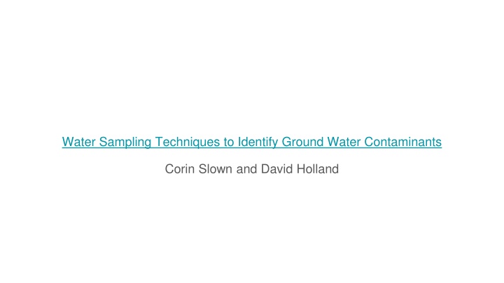 water sampling techniques to identify ground