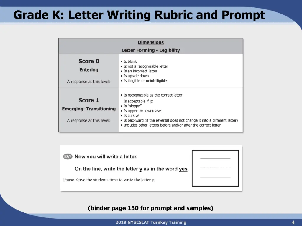 grade k letter writing rubric and prompt