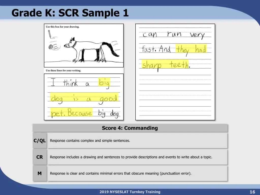 grade k scr sample 1