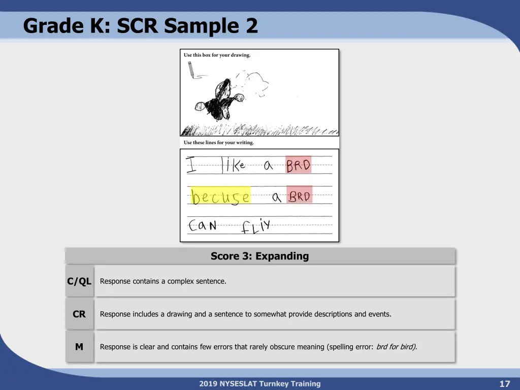 grade k scr sample 2