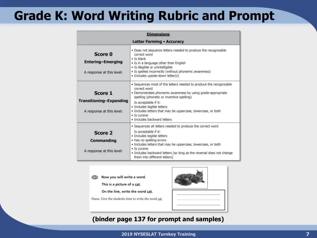 grade k word writing rubric and prompt