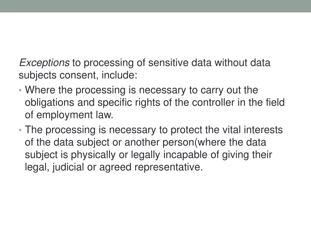 exceptions to processing of sensitive data