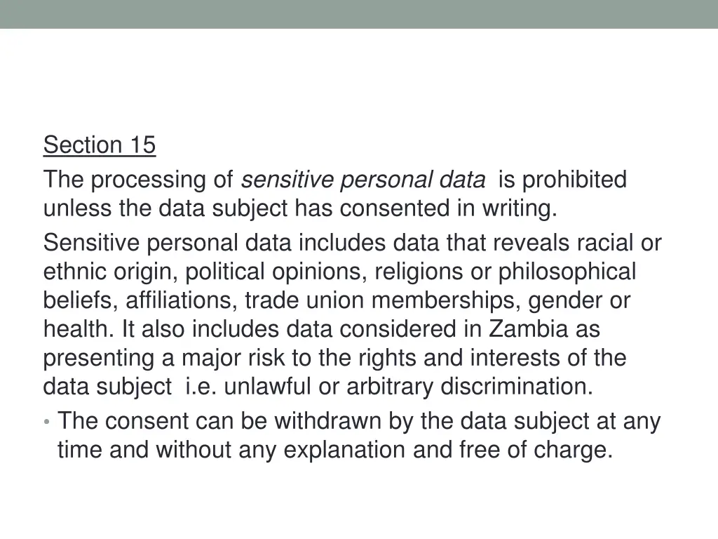 section 15 the processing of sensitive personal