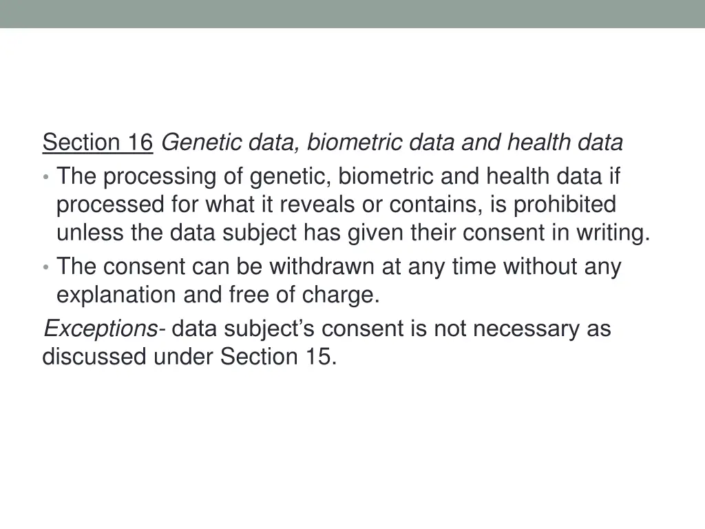 section 16 genetic data biometric data and health