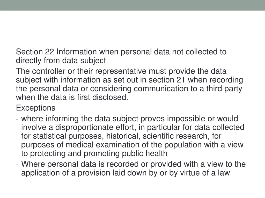 section 22 information when personal data