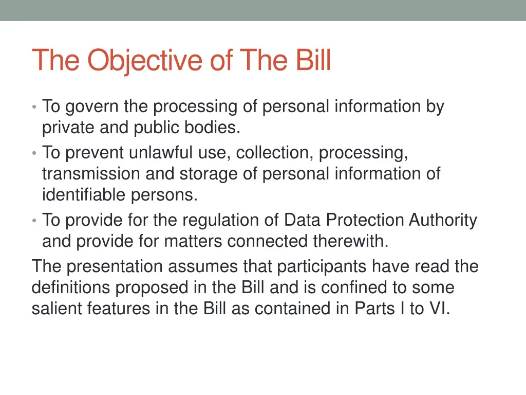 the objective of the bill