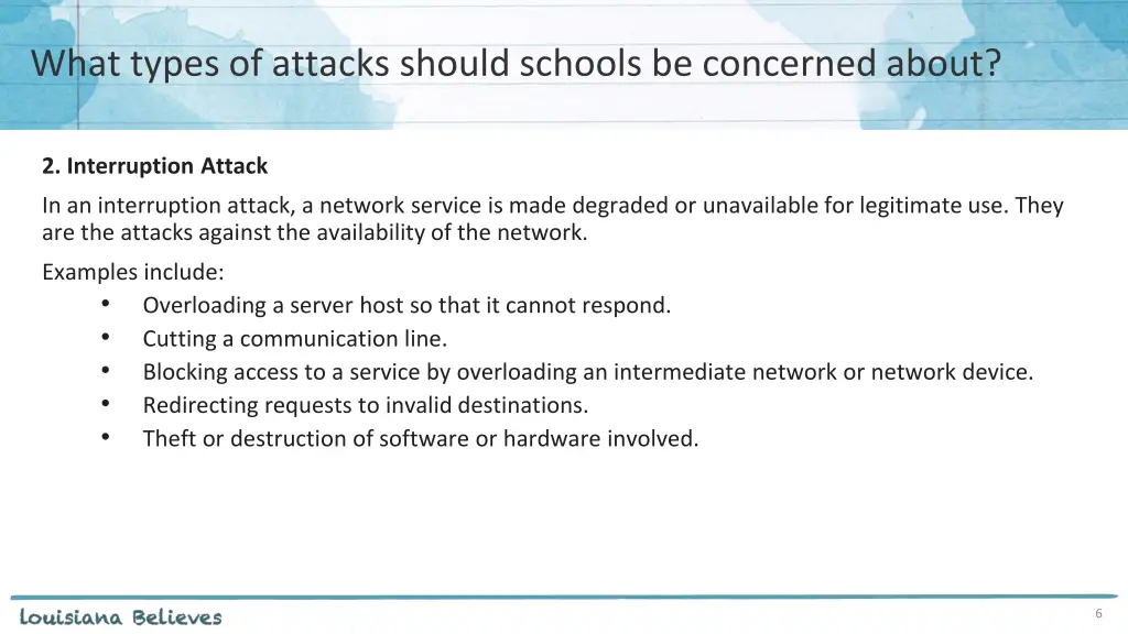 what types of attacks should schools be concerned 1