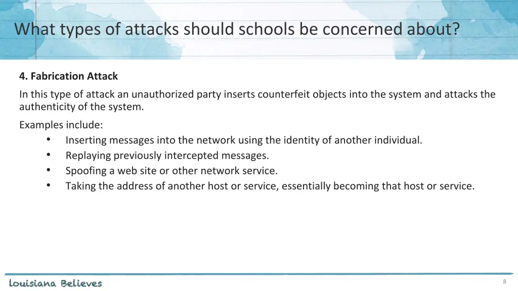 what types of attacks should schools be concerned 3