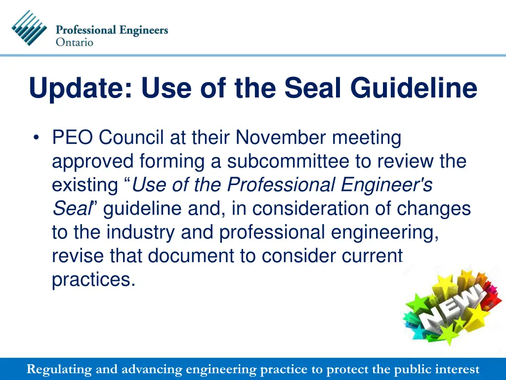 update use of the seal guideline