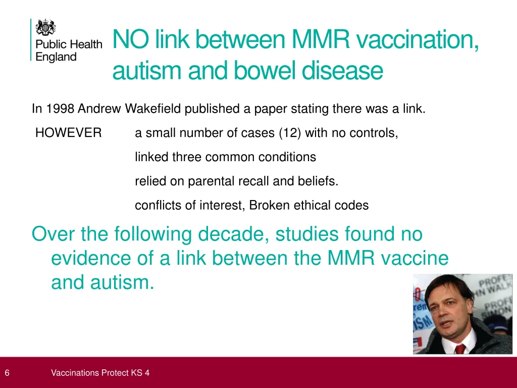 no link between mmr vaccination autism and bowel