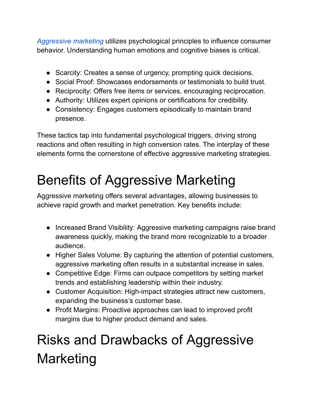 aggressive marketing utilizes psychological