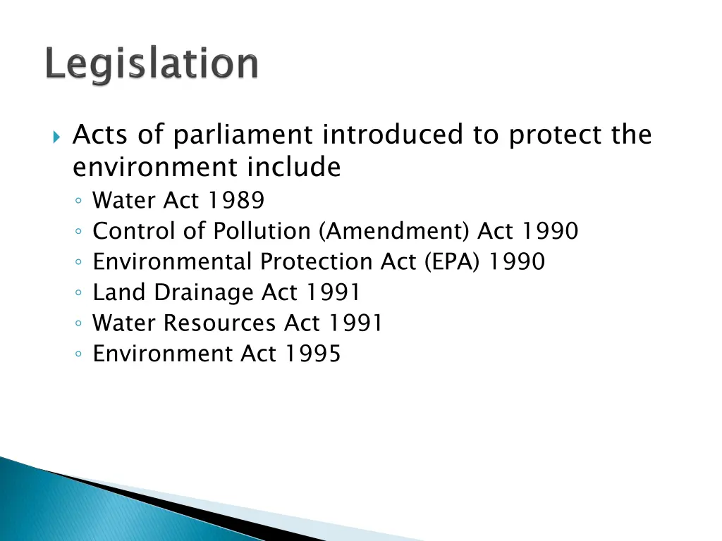 acts of parliament introduced to protect