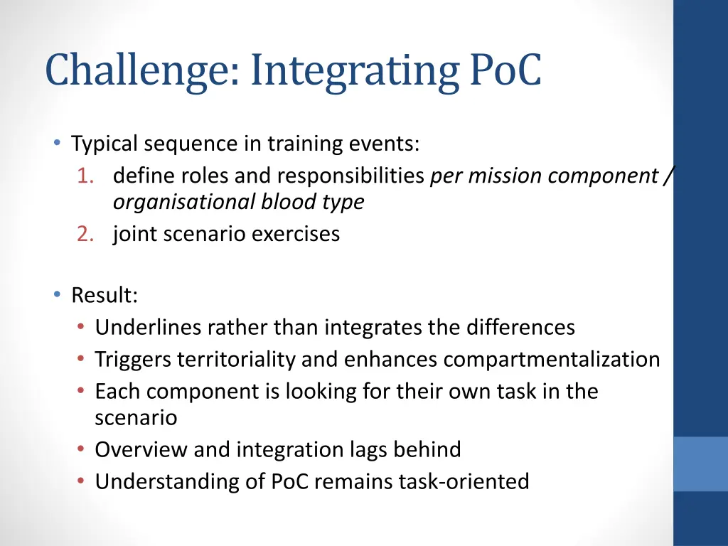 challenge integrating poc