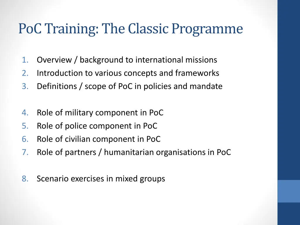 poctraining the classic programme