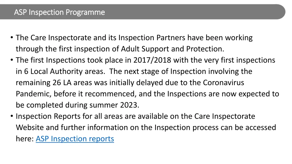 asp inspection programme asp inspection programme