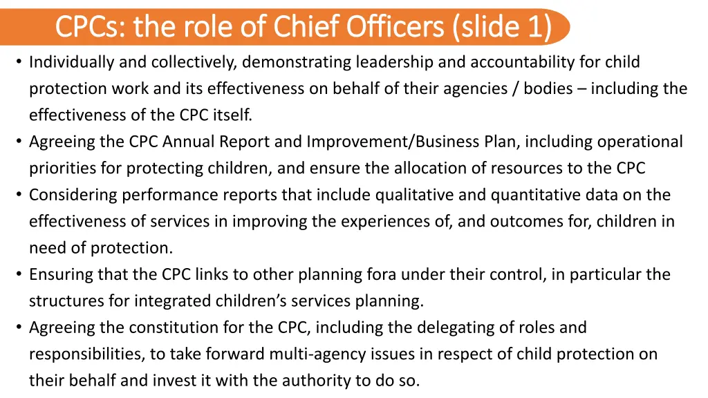 cpcs the role of chief officers slide 1 cpcs