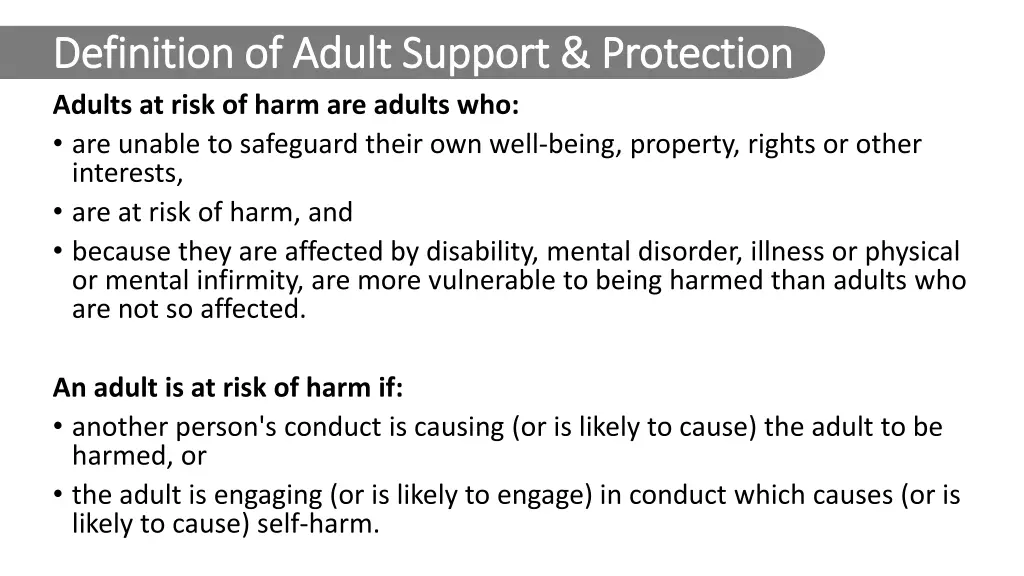 definition of adult support protection definition