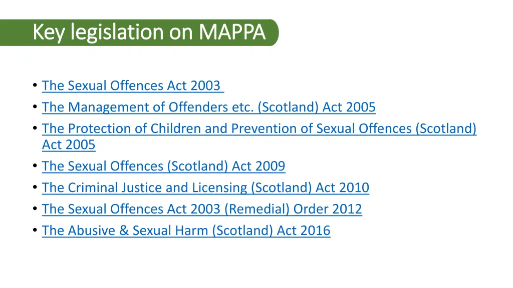 key legislation on key legislation on mappa