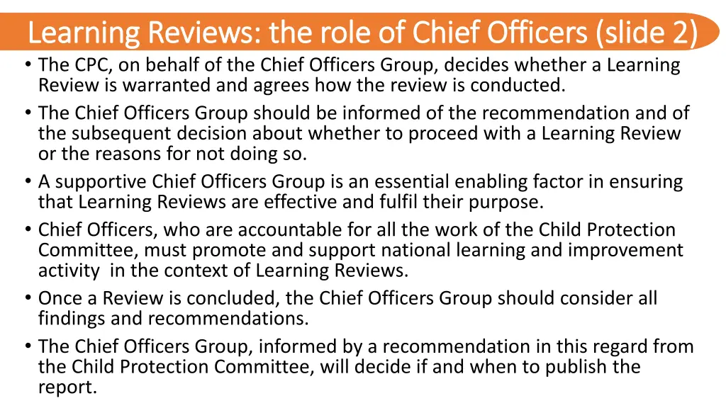 learning reviews the role of chief officers slide 1