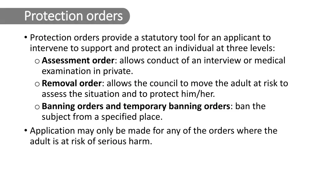 protection orders protection orders