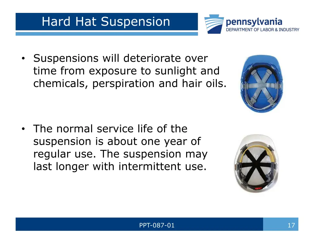 hard hat suspension 1