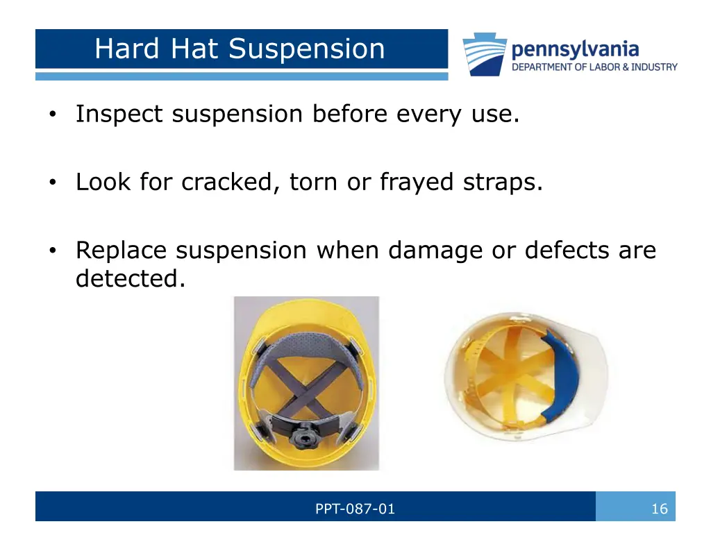 hard hat suspension