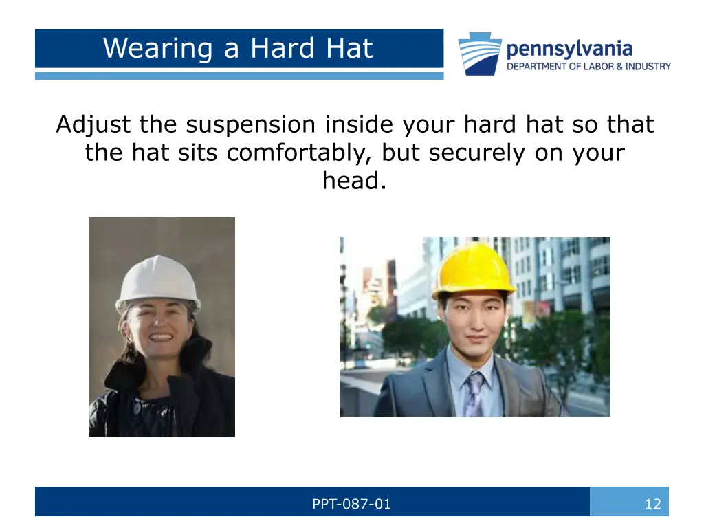 wearing a hard hat