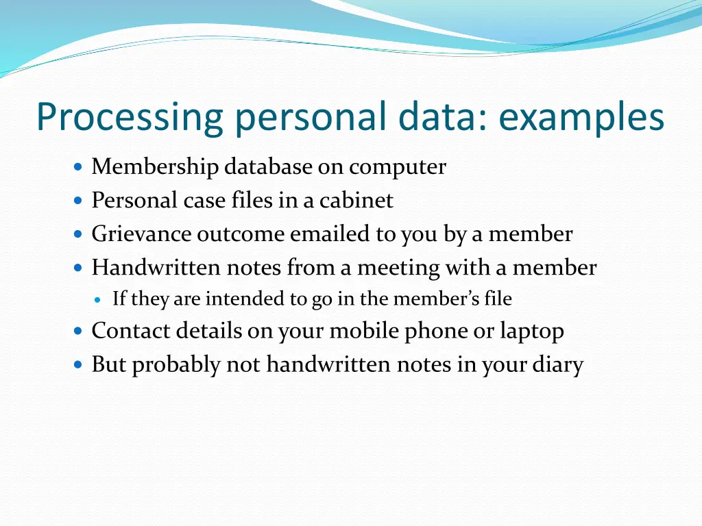 processing personal data examples