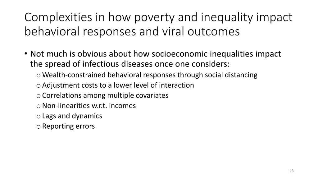 complexities in how poverty and inequality impact