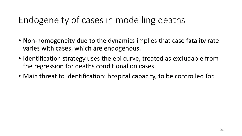 endogeneity of cases in modelling deaths