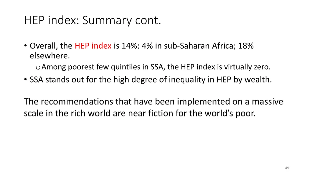 hep index summary cont