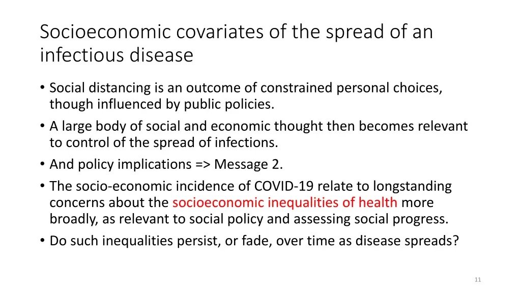 socioeconomic covariates of the spread