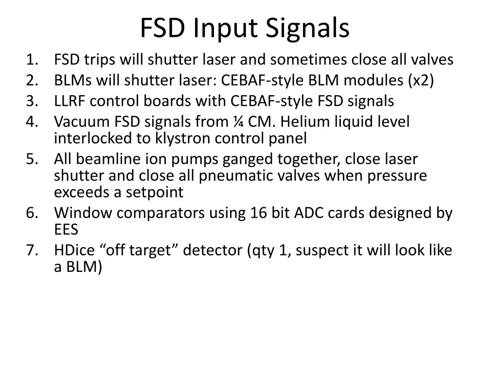 fsd input signals