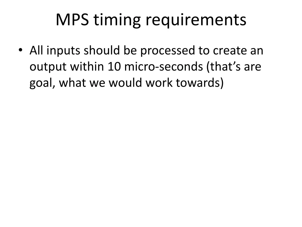 mps timing requirements