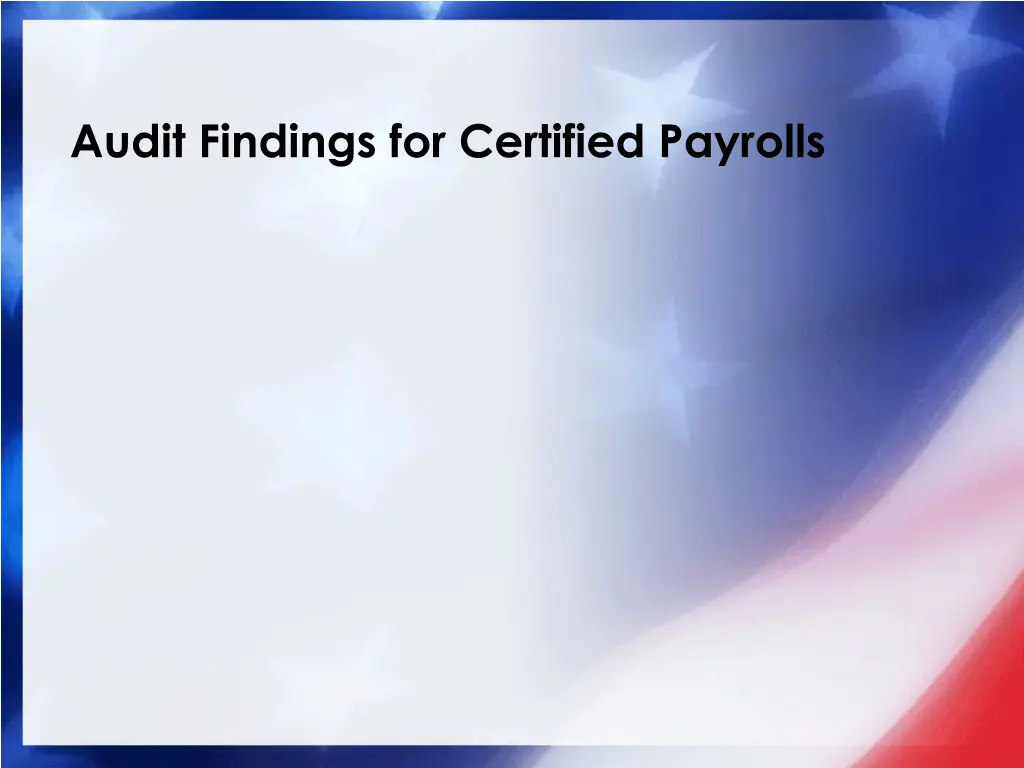 audit findings for certified payrolls