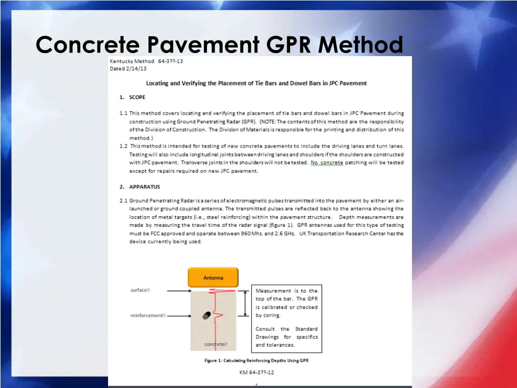 concrete pavement gpr method