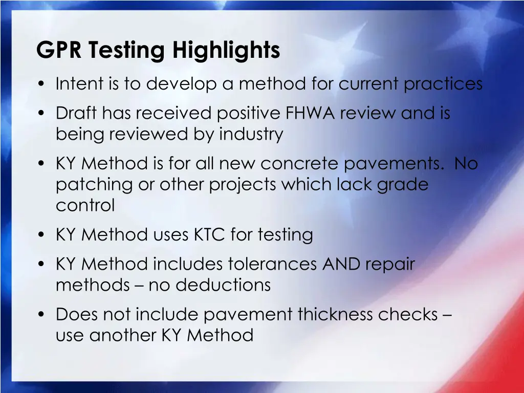 gpr testing highlights