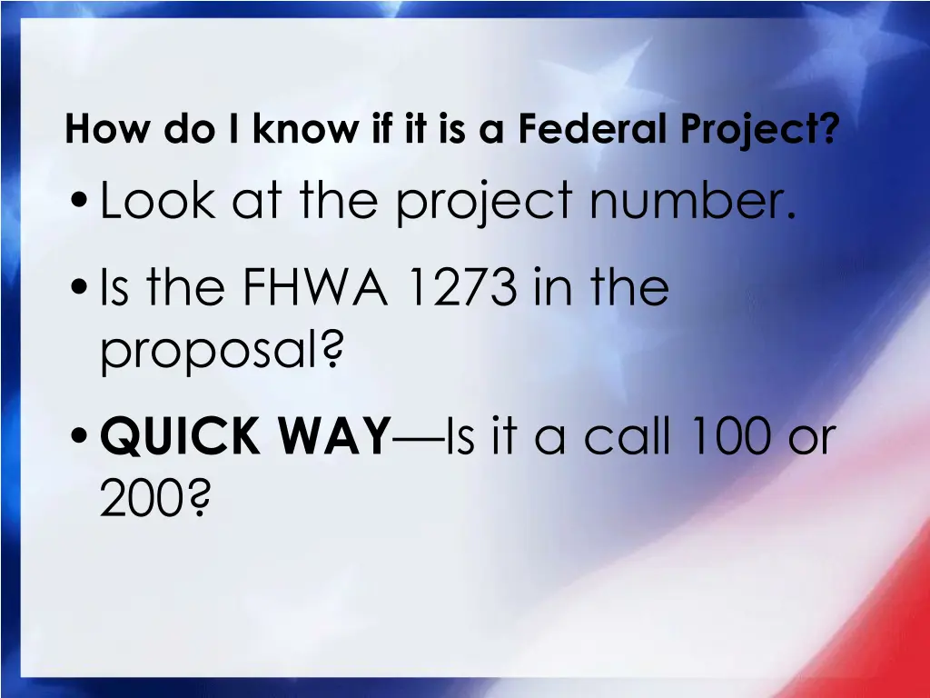 how do i know if it is a federal project look