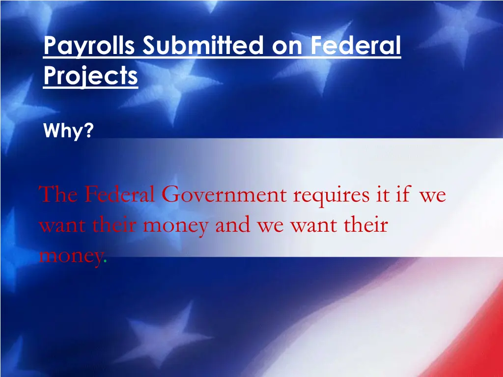 payrolls submitted on federal projects