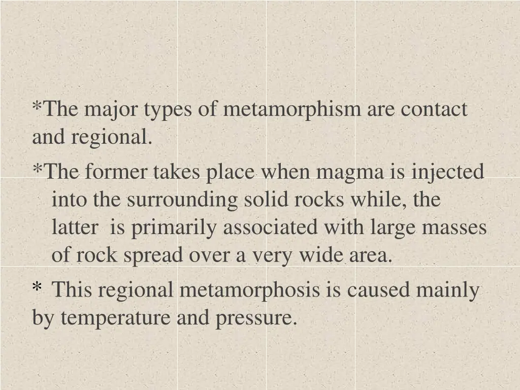 the major types of metamorphism are contact