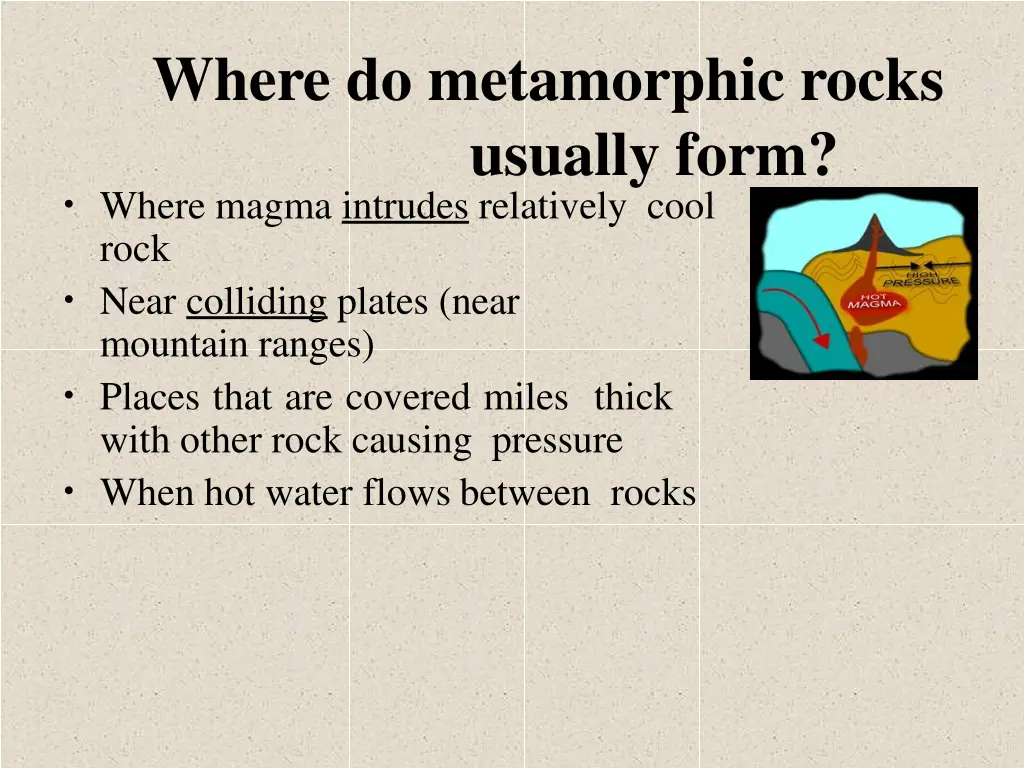 where do metamorphic rocks usually form where