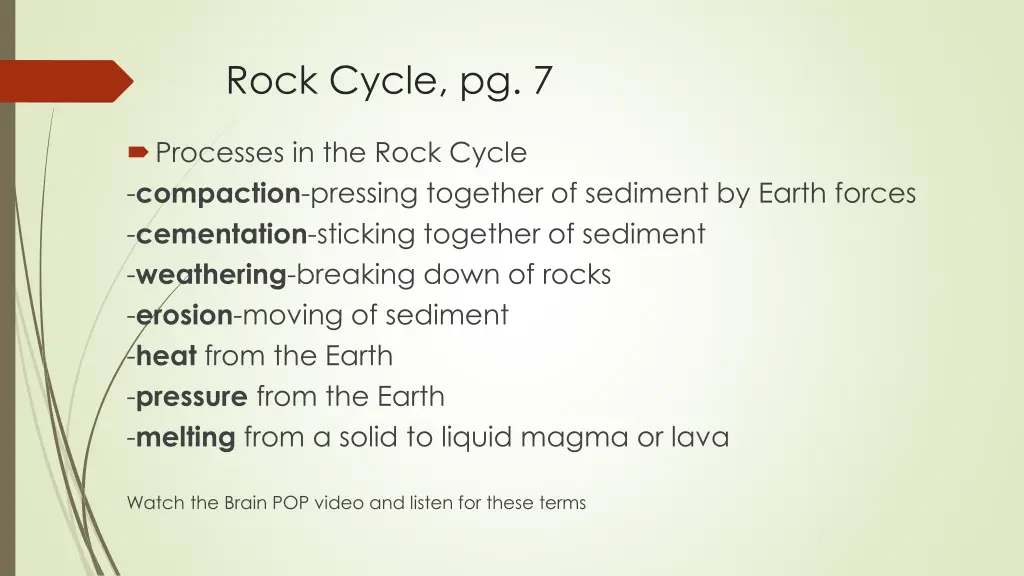 rock cycle pg 7 1