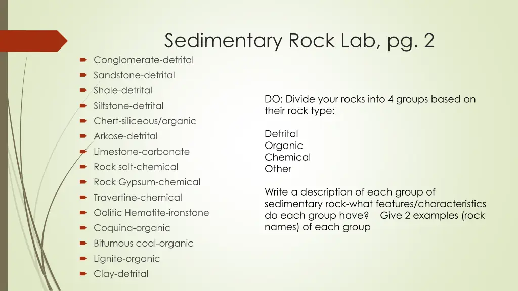 sedimentary rock lab pg 2 conglomerate detrital