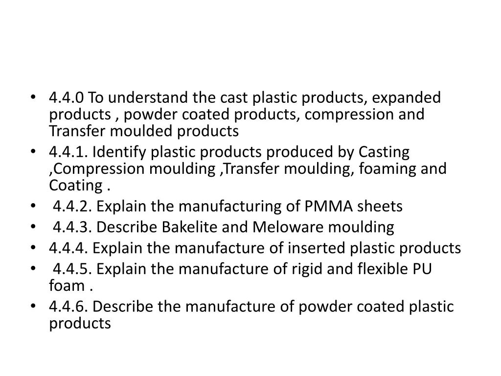 4 4 0 to understand the cast plastic products