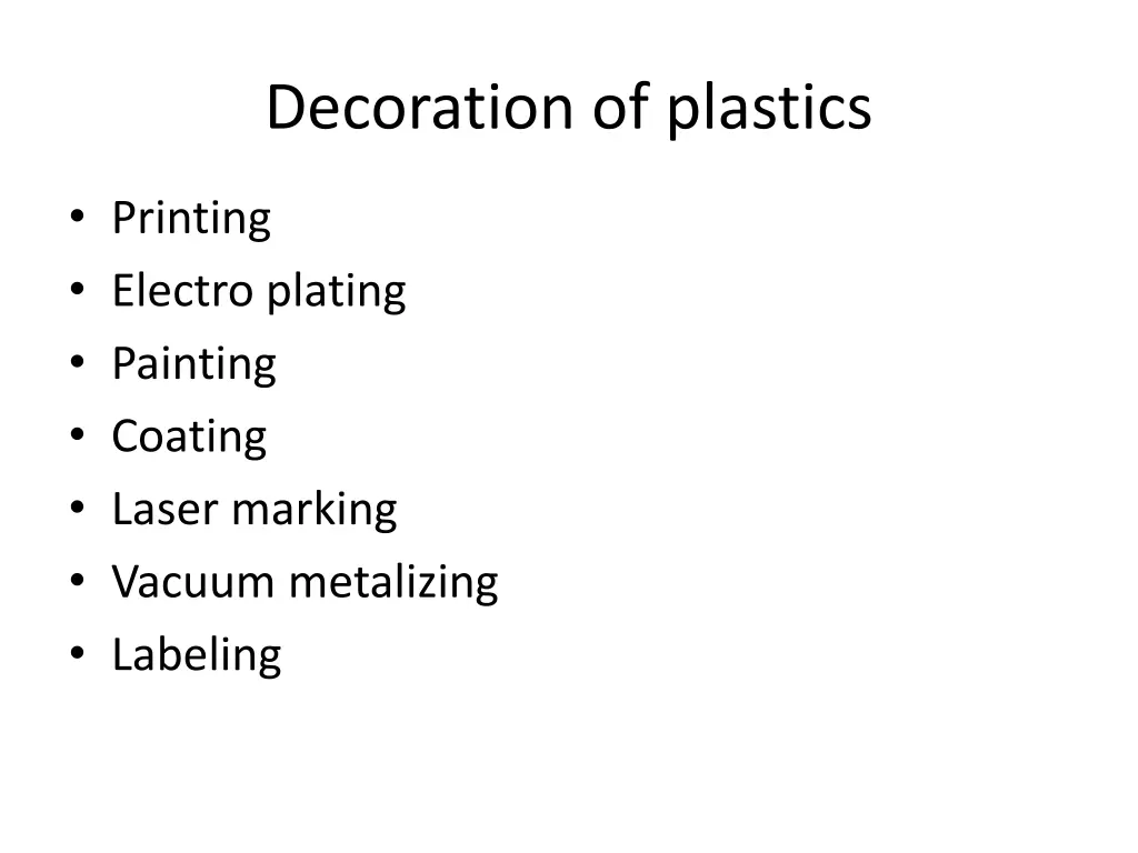 decoration of plastics