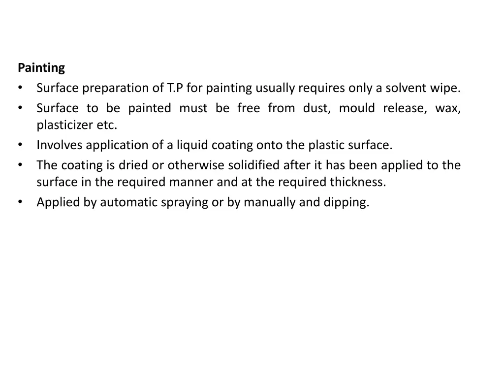 painting surface preparation of t p for painting