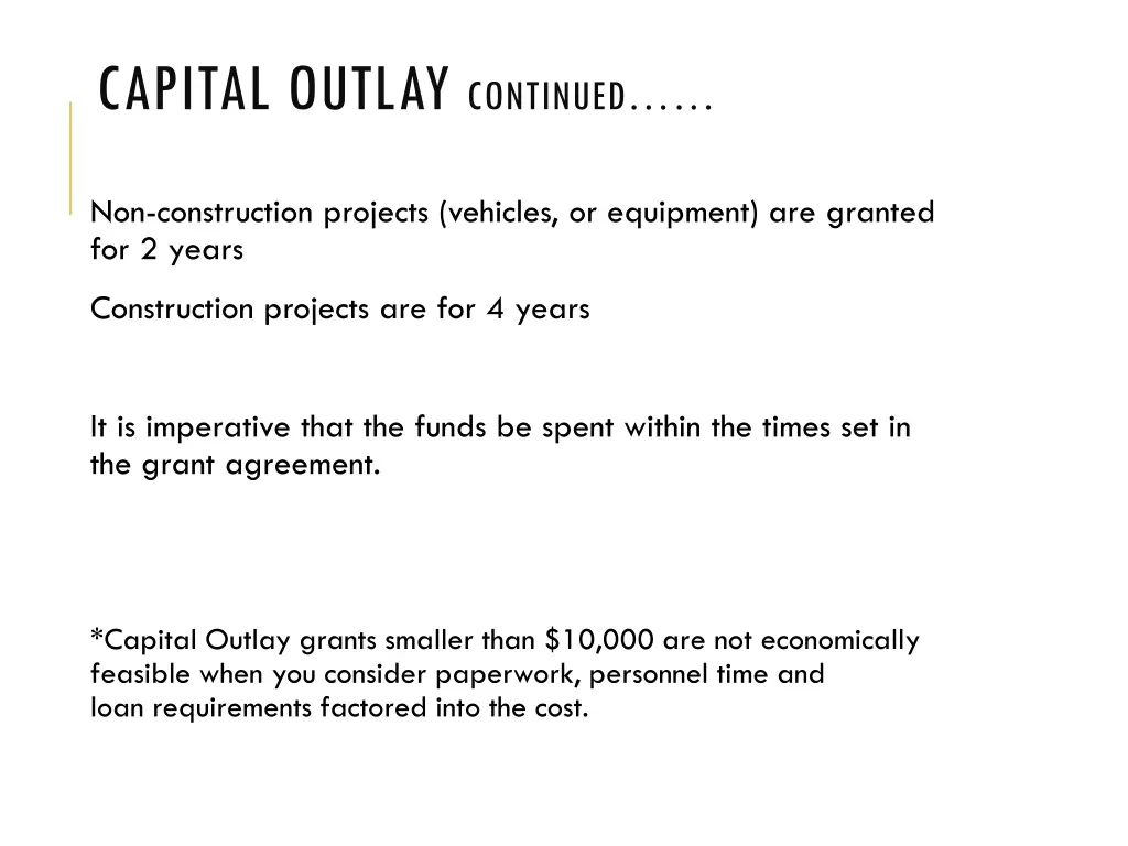 capital outlay continued